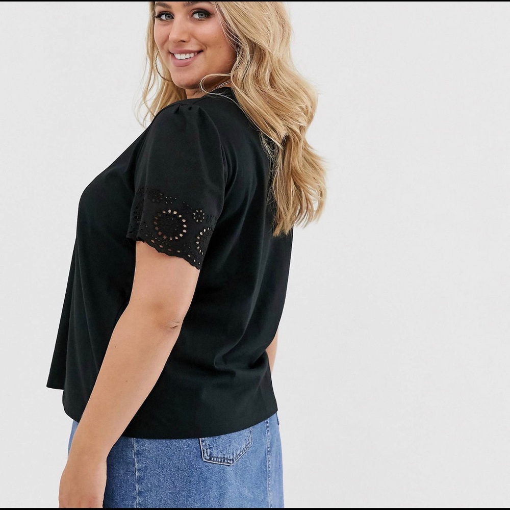 Black Eyelet Sleeve Tee